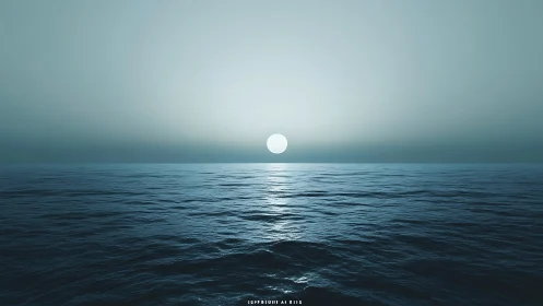 Calm ocean horizon with centered sun and controlled tonal gradient