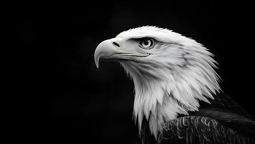 Majestic Bald Eagle Portrait in Dramatic Black and White Style.