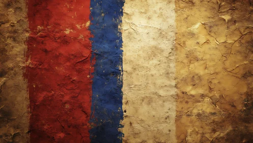 Textured tricolor wall abstraction with weathered vertical bands.