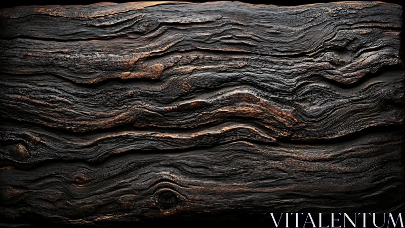 Close-up of dark weathered wooden surface with texture.