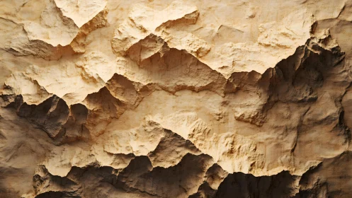Textured Beige Rock Cliff Surface with Realistic Shadows.