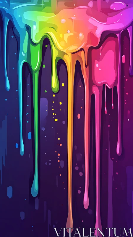 Vertical neon paint drips merge into a continuous chromatic stream