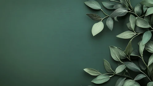 Green background supports diagonally arranged artificial foliage