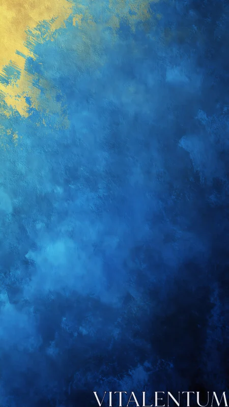 Textured cobalt and cyan abstract gradient with golden accent