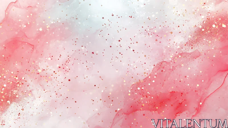 Soft pink watercolor clouds with scattered gold speckles.