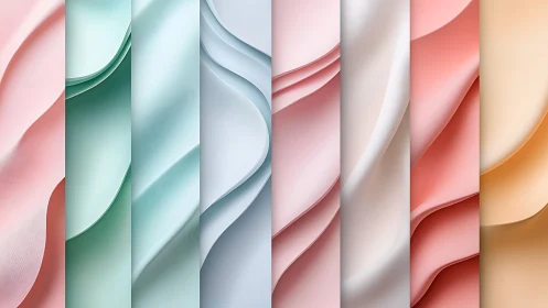 Gentle pastel folds drifting in soft vertical ribbons.
