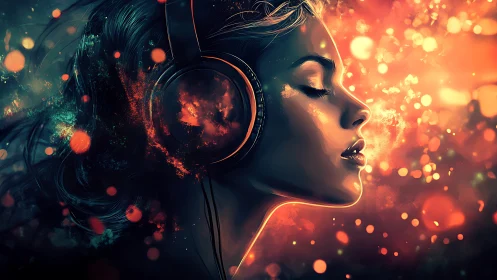Electric daydreams ignite around a woman lost in music.