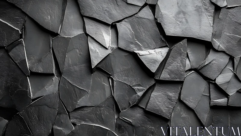 Close-up of black slate stone wall with geometric, modern texture.