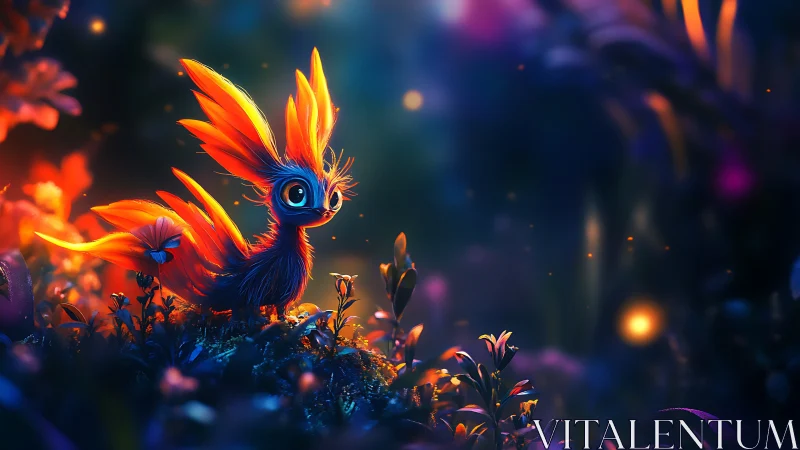 Bioluminescent forest creature rendered in vivid digital fantasy