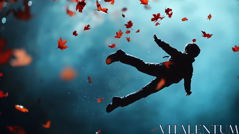 Drifting Daydreamer Among Skyfall Leaves of Autumn Magic.