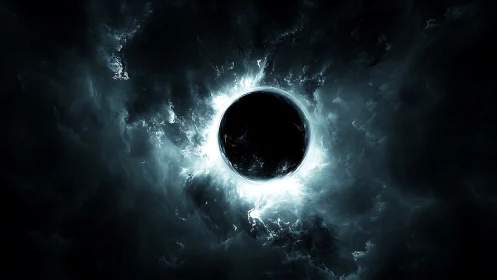 Mystic cosmic void glows softly at the heart of swirling space