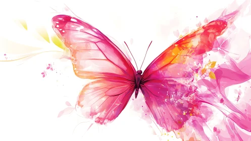 Vibrant watercolor butterfly renders fluid chromatic motion