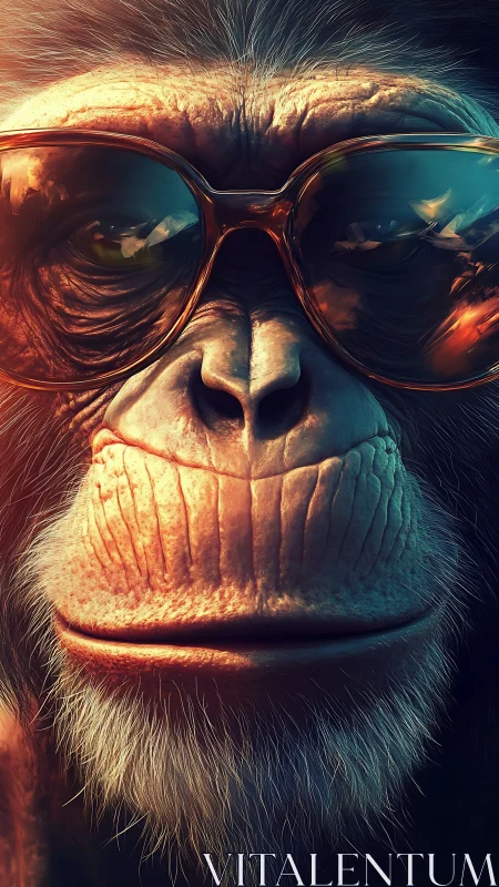 Stylish chimpanzee portrait radiates cool sunset attitude