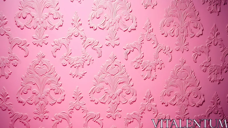 Playful pink damask pattern with softly raised textures.