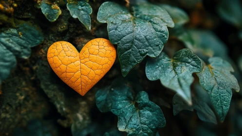 Golden heart leaf contrasts deep emerald ivy cluster.