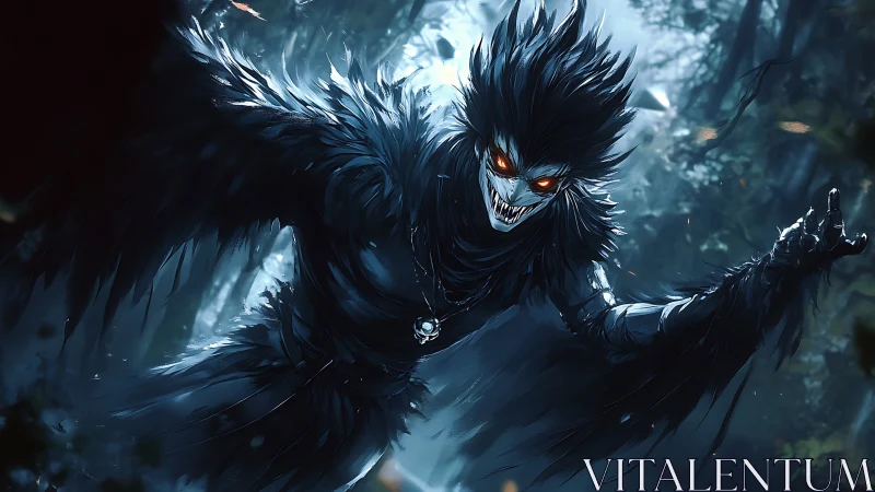 Demonic forest wraith lunges forward with blazing eyes.