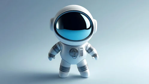 Cute stylized astronaut character in glossy white suit.