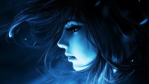 Luminous blue portrait shares a quiet, dreamlike night mood