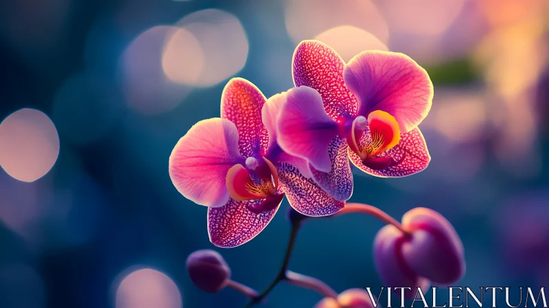 Radiant Orchids Dance in Twilight Glow.