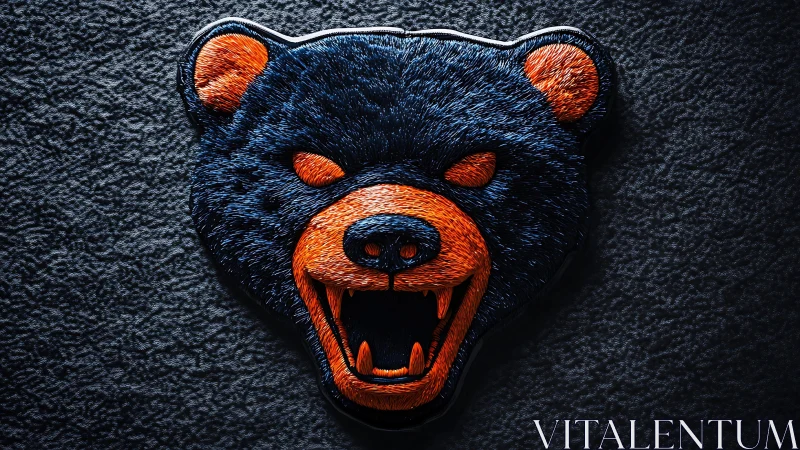 Snarling neon bear emblem stitched in midnight threadlight.
