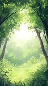 Verdant Cathedral: Where Sunlight Dances Through Canopy Dreams