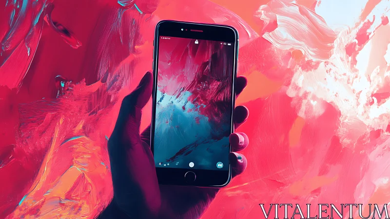 Handheld portal into swirling pink digital daydreams.