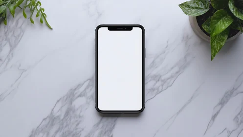 Smartphone Mockup on Elegant Marble Workspace