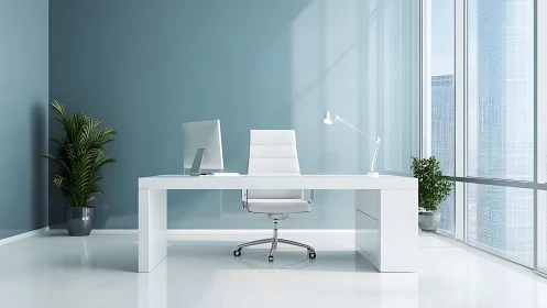 Serene Minimalist Office Space with City Views