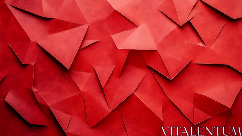 Origami ember shards collide in a vivid scarlet mosaic.