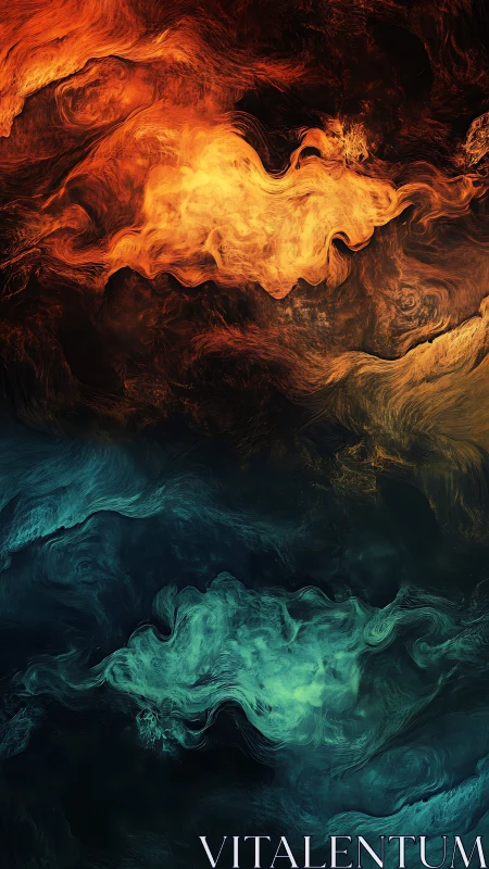 Fire and Water Collision: Dramatic Contrast of Flames and Smoke