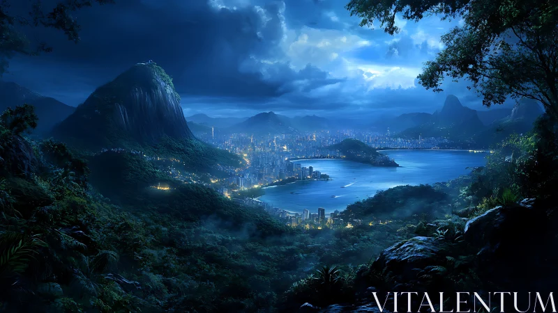 Twilight City Nestled Between Mountains and Sea.