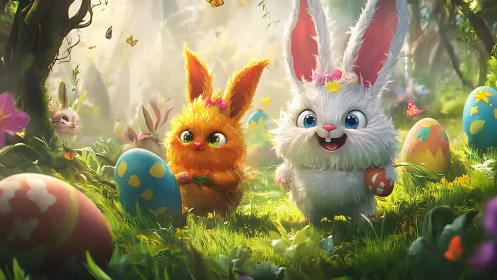 Easterwood fluff sprites dancing through a sugar-bright grove.