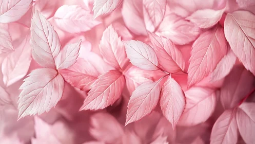 Soft pink leaves drift together in a gentle, dreamy glow