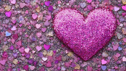 Glitter heart kingdom shimmering in a storm of tiny love.