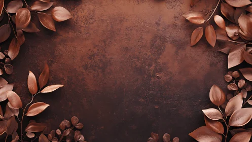 Copper-toned foliage frame on dark textured background.