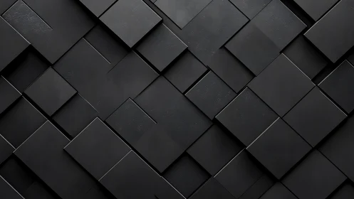 Black geometric panels form layered diagonal square grid