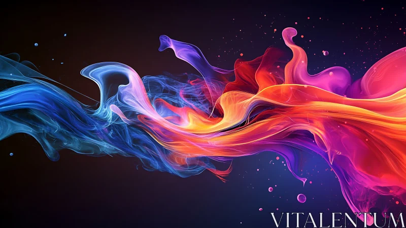 Dynamic multicolor fluid wave on dark gradient background.