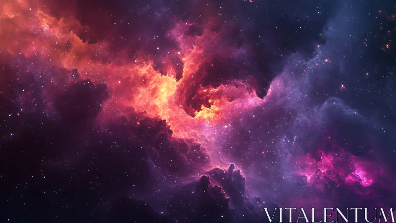 Radiant emission nebula with high contrast ionized gas filaments