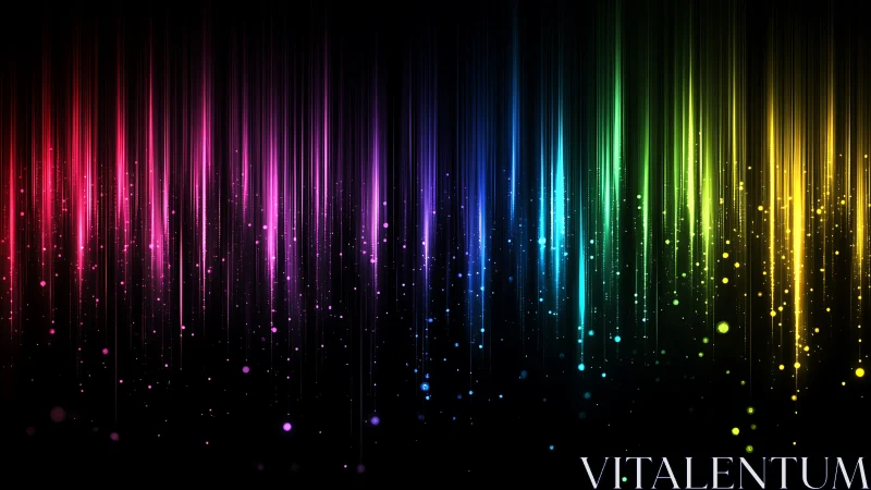 Vertical multicolor light streaks form a structured gradient band