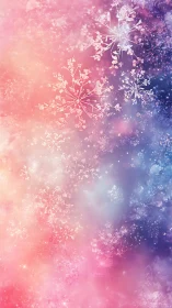 Dreamy pastel snowflakes drifting through soft starlight.