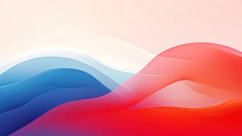 Abstract red and blue gradient waves digital landscape.