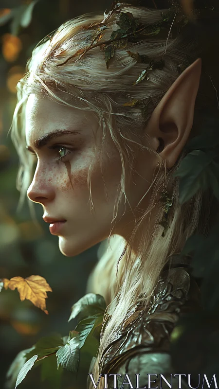 Elven ranger profile rendered in high-detail digital painting
