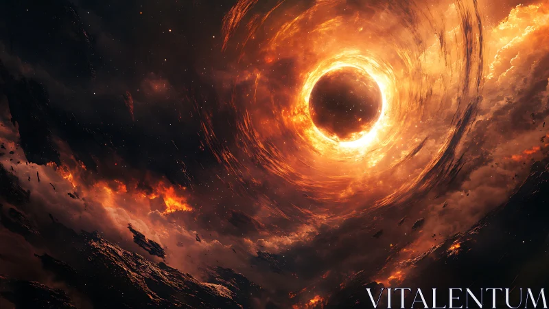 Accretion vortex around stellar-mass black hole event horizon.