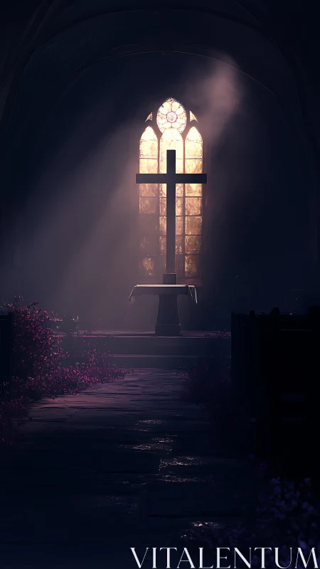 Sanctuary of dusk light where rose-tinted prayers linger.