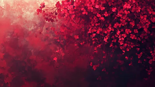 Flowering vines against gradient background.