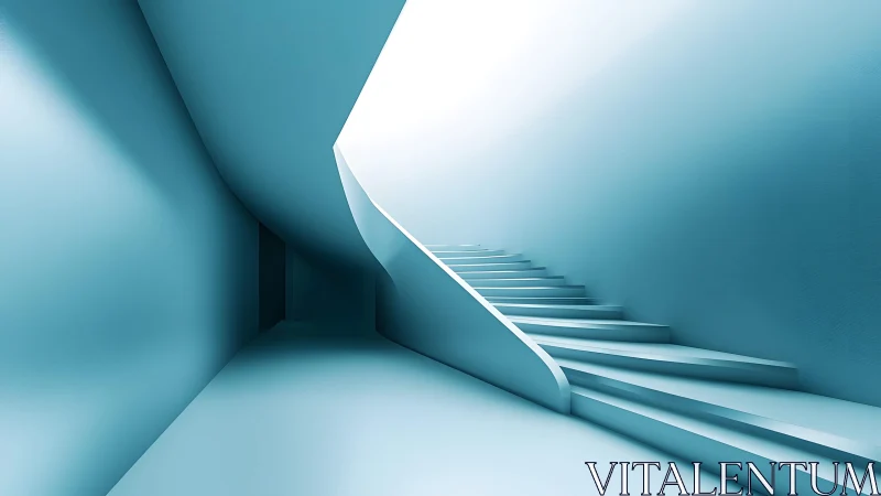 Minimalist blue staircase in modern abstract architecture style.