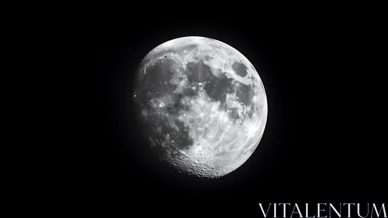 Lunar surface detail in partial illumination against space.