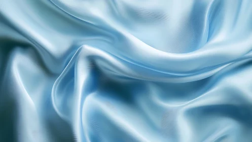 Folded light-blue satin surface shows specular highlights and microtexture