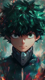 Digital painting portrait with dynamic brushwork and teal lighting.