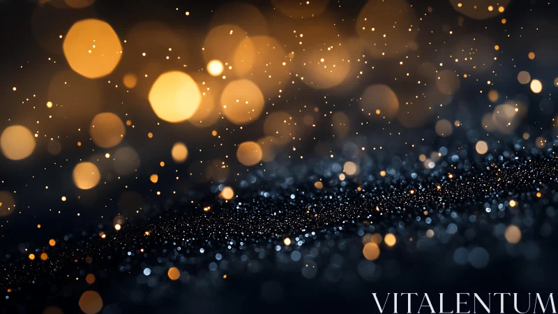 Abstract bokeh lights with sparkling particles in dark elegant style.